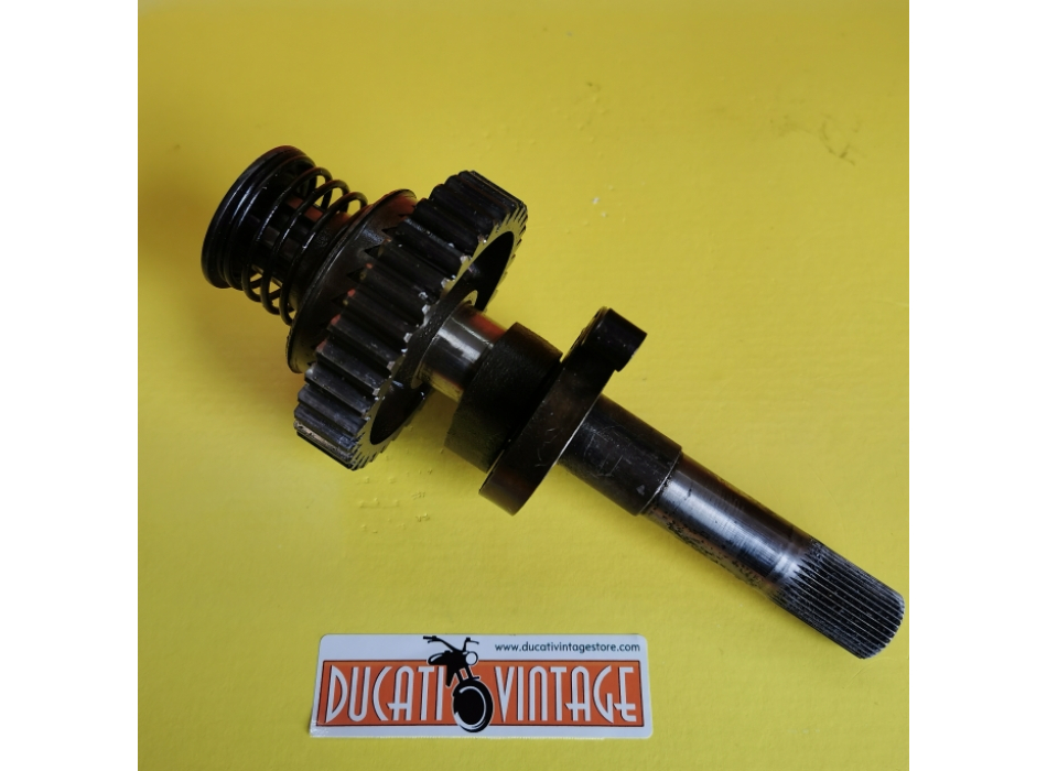 Albero messa in moto, originale usato in buone condizioni, con molla, per tutti i monocilindrici Ducati carter larghi, Scrambler, Desmo, RT, ecc.