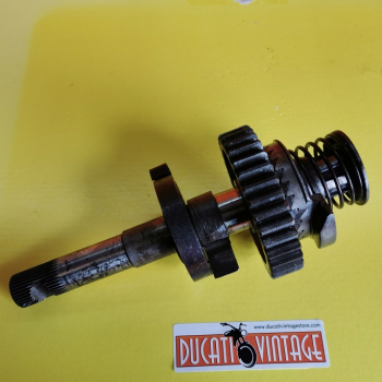 Albero messa in moto, originale usato in buone condizioni, con molla, per tutti i monocilindrici Ducati carter larghi, Scrambler, Desmo, RT, ecc.