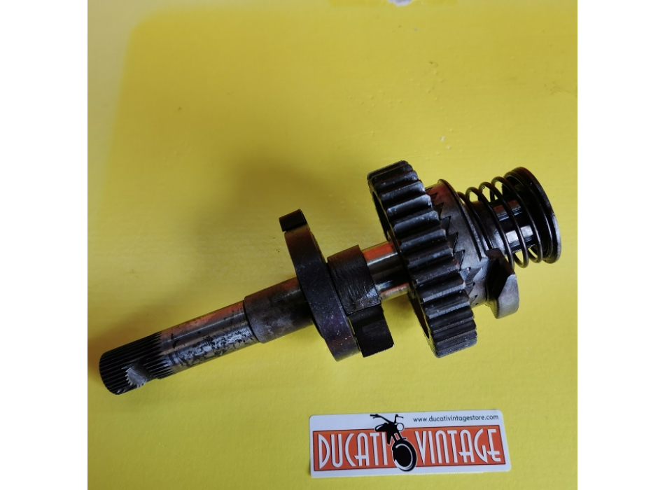 Albero messa in moto, originale usato in buone condizioni, con molla, per tutti i monocilindrici Ducati carter larghi, Scrambler, Desmo, RT, ecc.