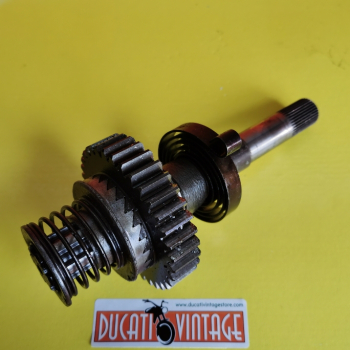 Albero messa in moto, originale usato in buone condizioni, con molla, per tutti i monocilindrici Ducati carter larghi, Scrambler, Desmo, RT, ecc.