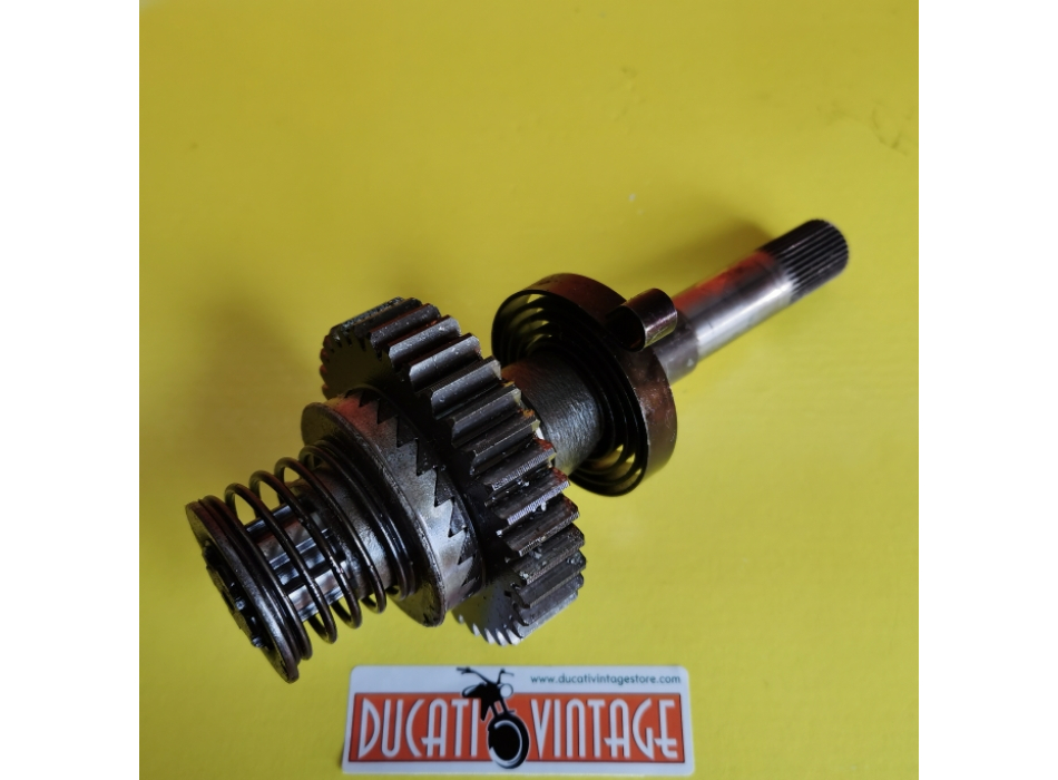 Albero messa in moto, originale usato in buone condizioni, con molla, per tutti i monocilindrici Ducati carter larghi, Scrambler, Desmo, RT, ecc.