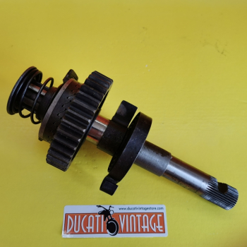 Albero messa in moto, originale usato in ottime condizioni, con molla, per tutti i monocilindrici Ducati carter larghi, Scrambler, Desmo, RT, ecc.