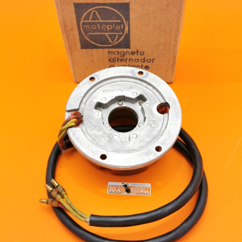 Alternatore Motoplat, ricambio originale nuovo, per tutti i monocilindrici Ducati ad accensione a spinterogeno con volano Motoplat