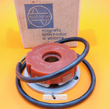 Alternatore Motoplat, ricambio originale nuovo, per tutti i monocilindrici Ducati ad accensione a spinterogeno con volano Motoplat