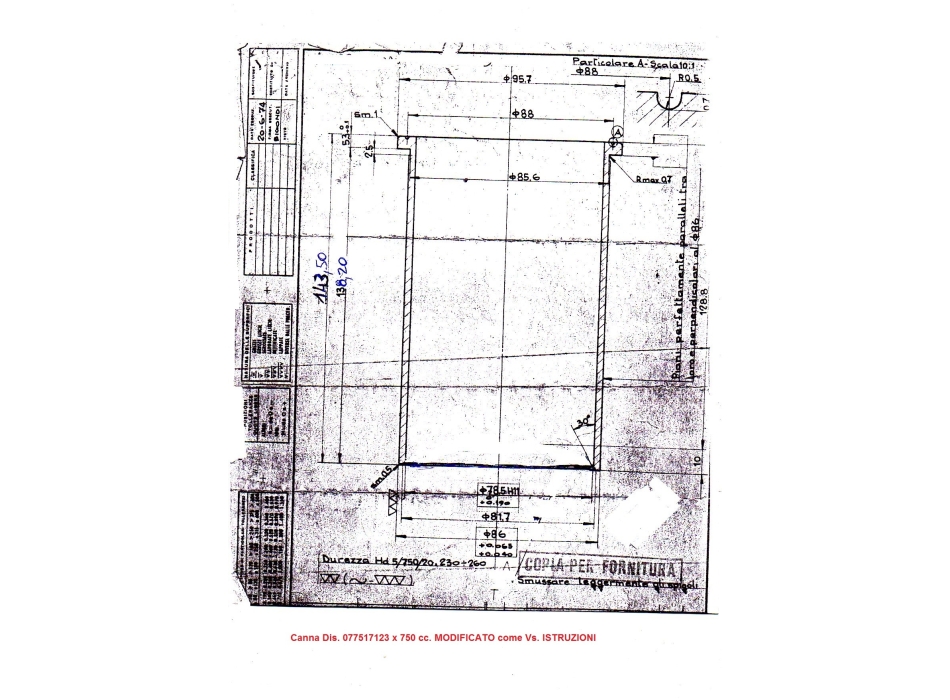Canna in ghisa centrifugata per cilindro Ø 80 per Ducati 750cc