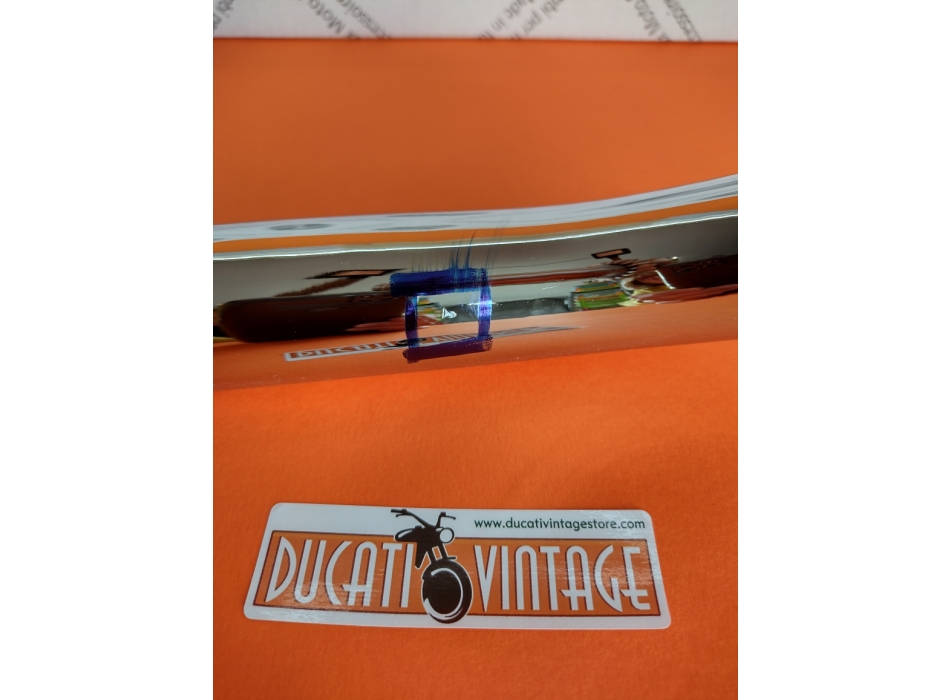 Collettore di scarico cromato, con lievissimo difetto, per monocilindrico Ducati RT