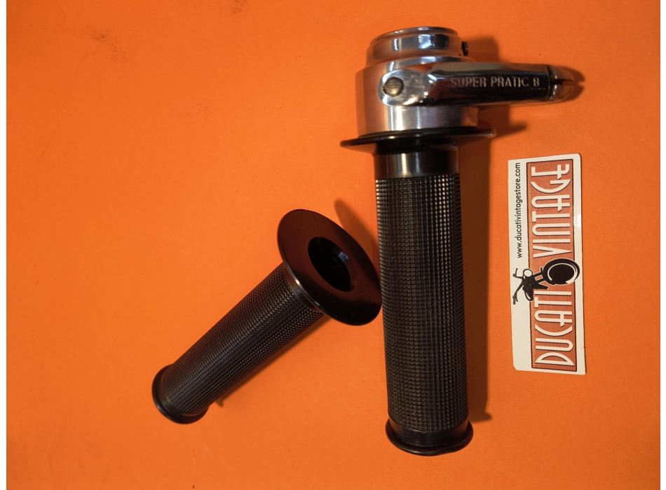 Comando acceleratore SUPERPRATIC originale, completo di manopole, per Ducati Scrambler, Ducati Desmo, Ducati RT