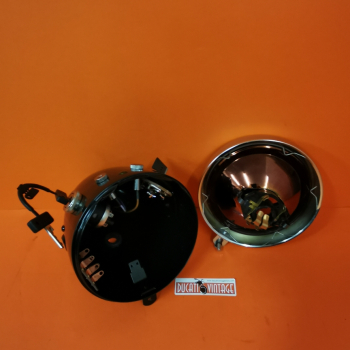 Fanale completo nero a goccia tipo elettronico per Ducati Scrambler 1° serie con motore ad accensione elettronica, modello originale di transizione tra 1° e 2° serie