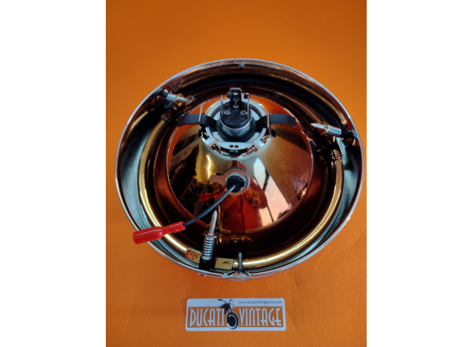 Gruppo ottico assemblato completo: cornice Aprilia, vetro Aprilia Jod Ø 170mm 359760 + parabola + accessori per Ducati 750 GT Ducati 750 Sport Ducati 750/900 Super Sport e Ducati 860