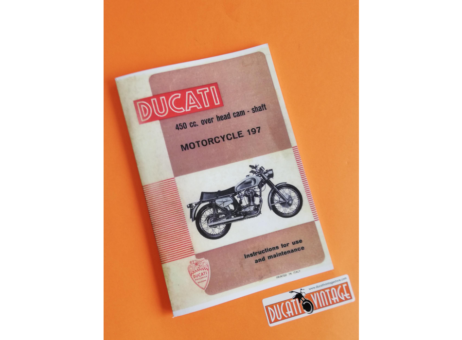 Instructions for use and maintenance 450cc over head camshaft motorcycle 197