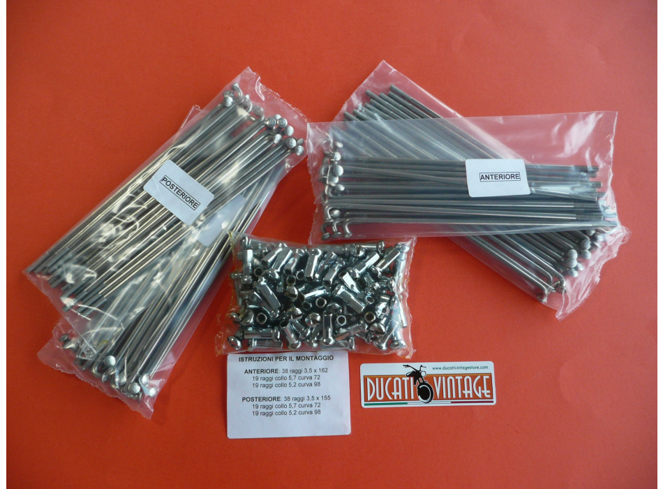 Kit completo raggi Alpina in acciaio inox per Ducati Scrambler, misure originali