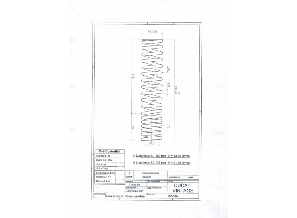 Molle per ammortizzatori Marzocchi per Ducati Scrambler 1° serie 