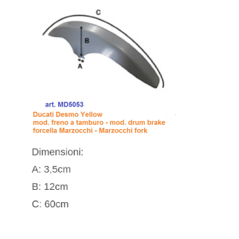 Parafango anteriore per Ducati Desmo Yellow freno a tamburo, perfetta replica