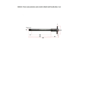 Perno mozzo ruota anteriore L 235 per monocilindrici Ducati carter stretti e Mark3