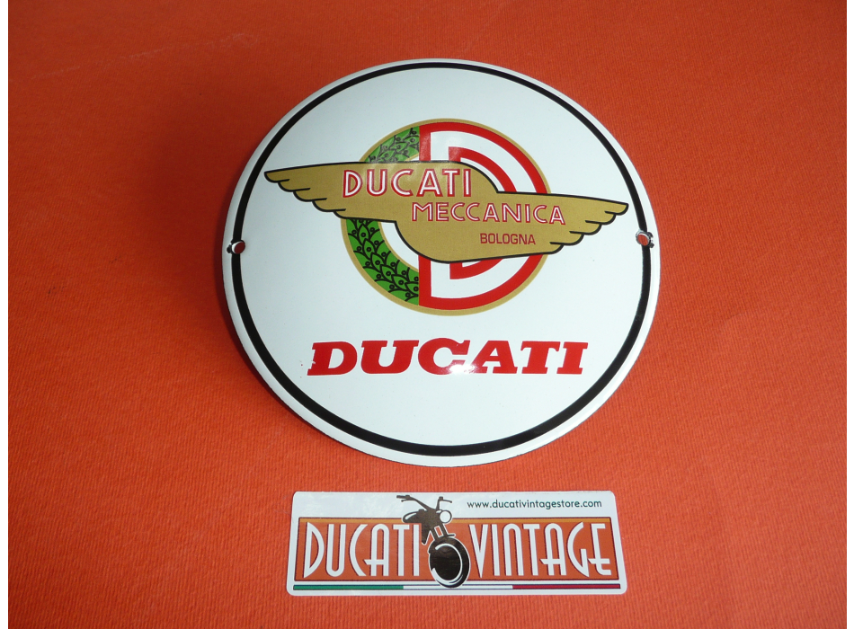 Piccola targa in metallo Ducati Meccanica diam. cm 20 per ufficio, casa, garage