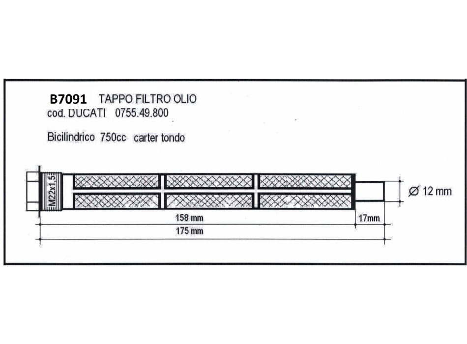 Tappo filtro olio Agip F1 Ducati 750 GT Ducati 750S Ducati 750SS carter tondi