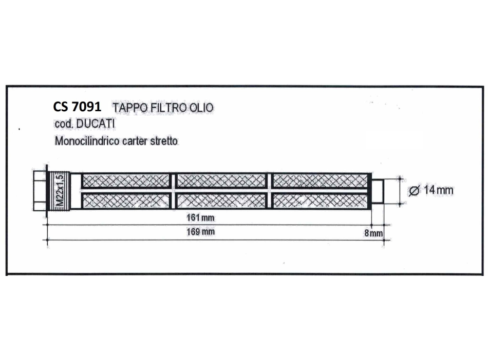 Tappo filtro olio per monocilindrico Ducati Carter stretti